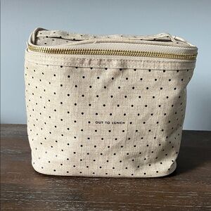 kate spade Beige Canvas Dot Tote with Black Accents